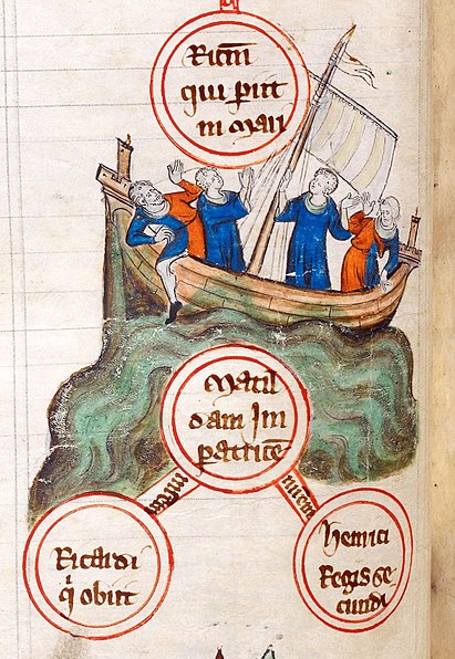 Крушение Белого корабля. Миниатюра из рукописи, ок. 1321 года