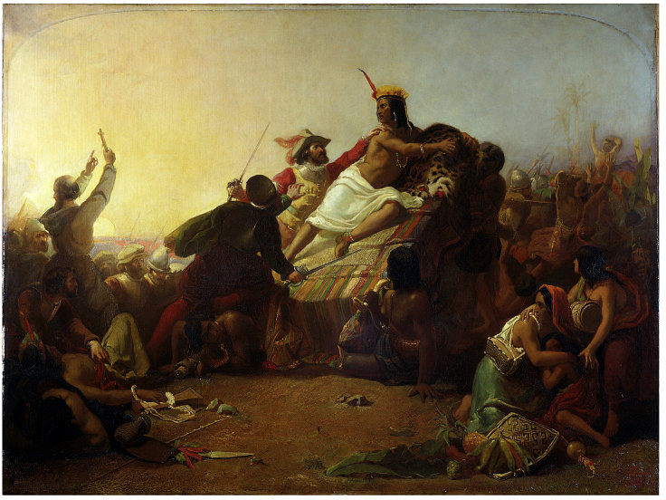 Джон Эверетт Милле. «Писарро берёт в плен Инку Атауальпу». 1845 г. Лондон, Музей Виктории и Альберта.